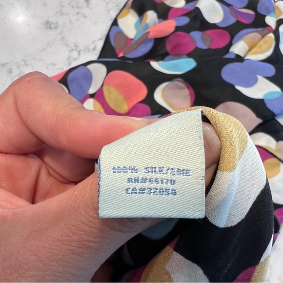 Anthropology Odille 100% Silk Tank Blouse Black Colorful Tiered Ruffles (size 6) - Picture 6 of 10